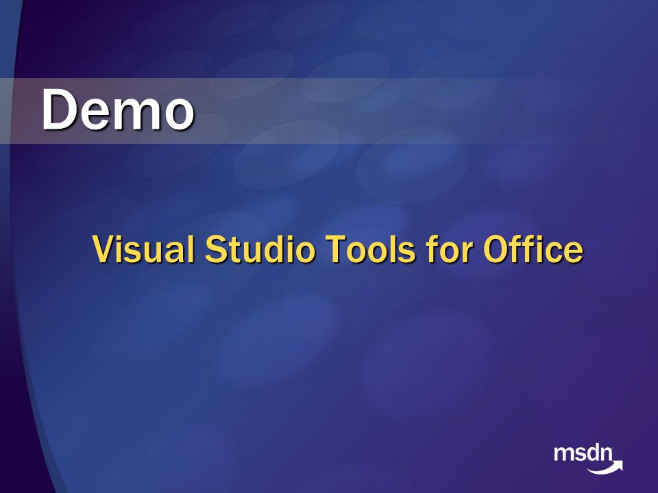 Visual Studio Tools for Office Demo
