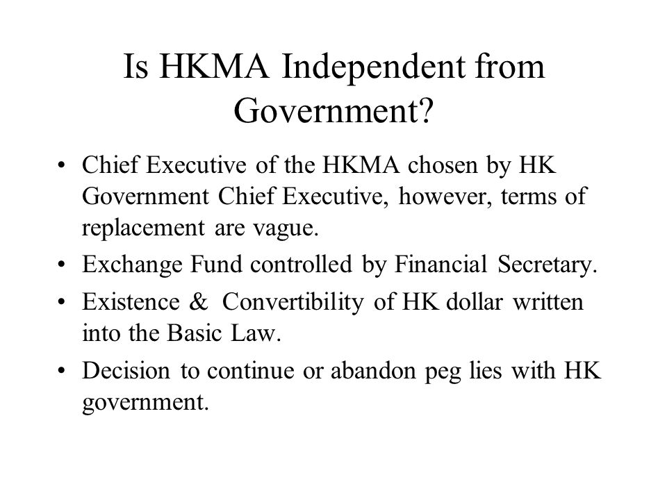Is HKMA Independent from Government.