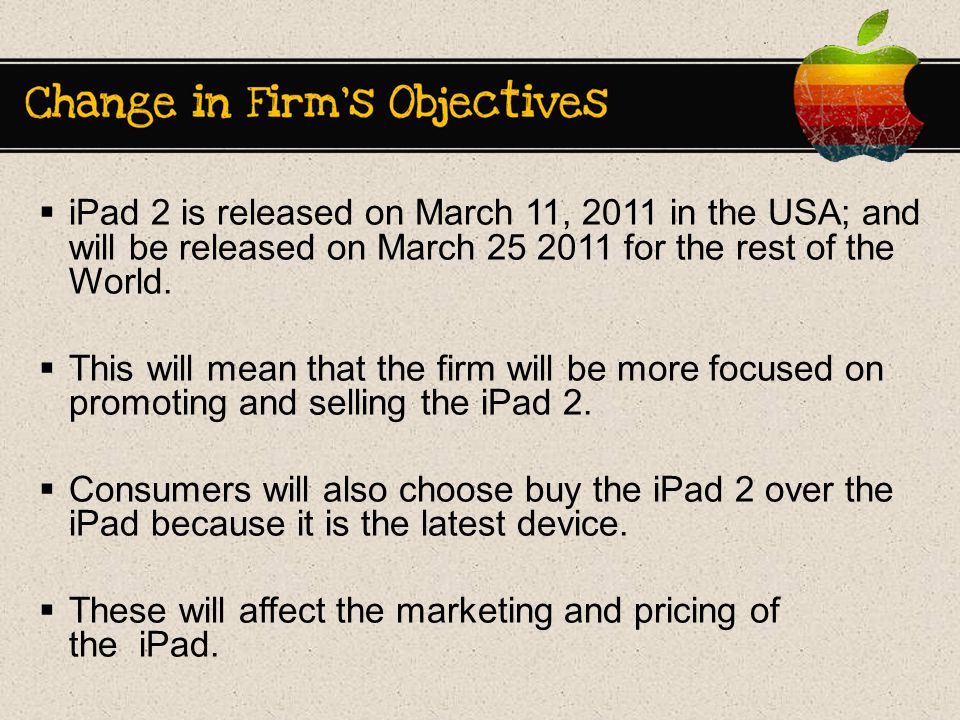  iPad 2 is released on March 11, 2011 in the USA; and will be released on March for the rest of the World.