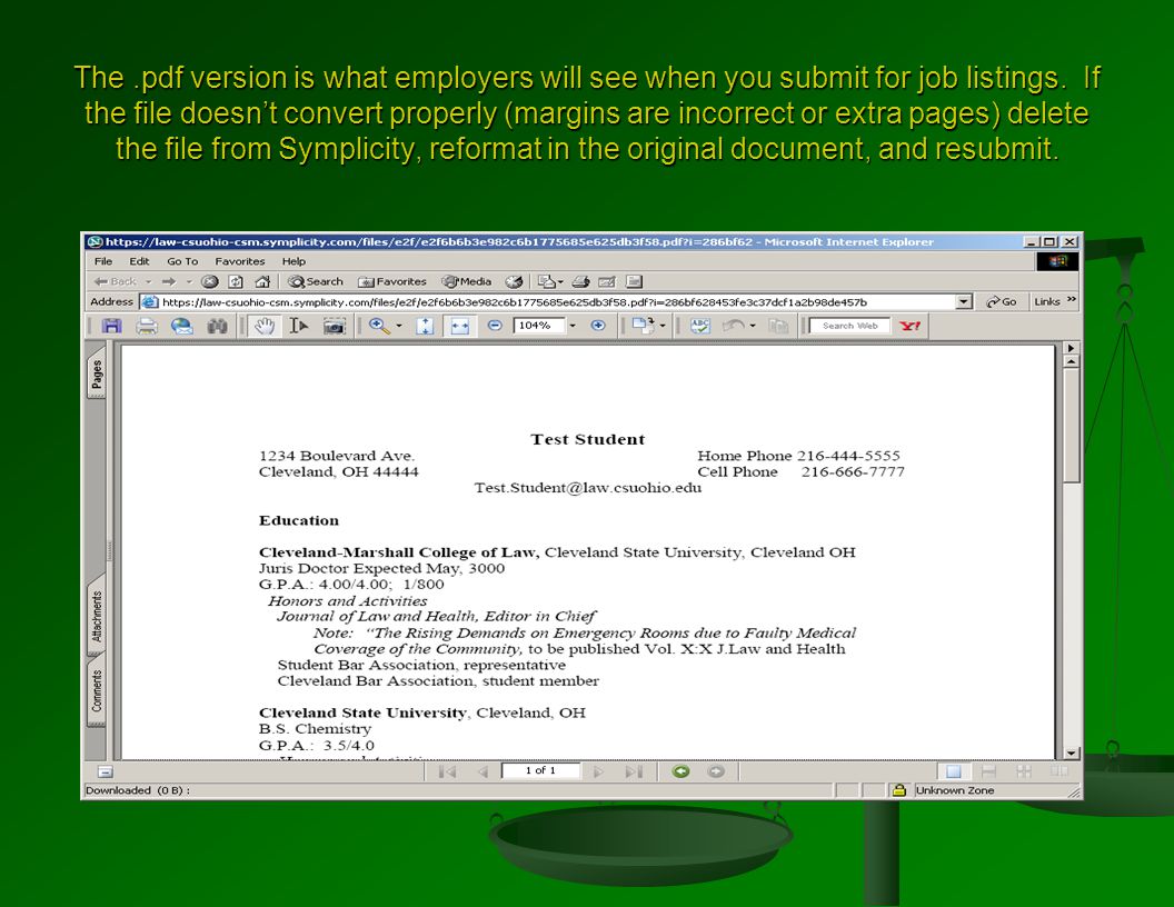 The.pdf version is what employers will see when you submit for job listings.