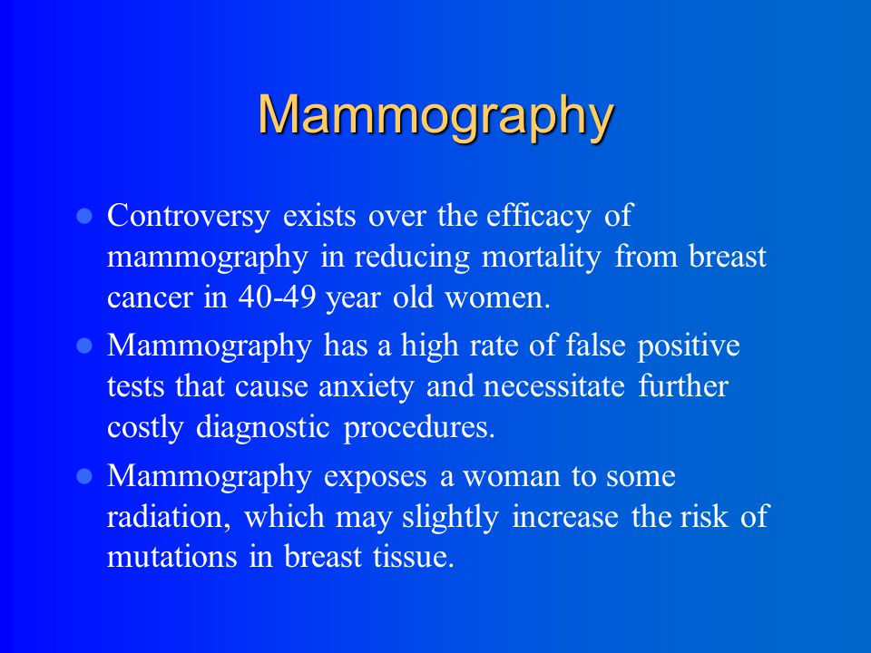 Example: Mammography Mammography utilizes ionizing radiation to image breast tissue.