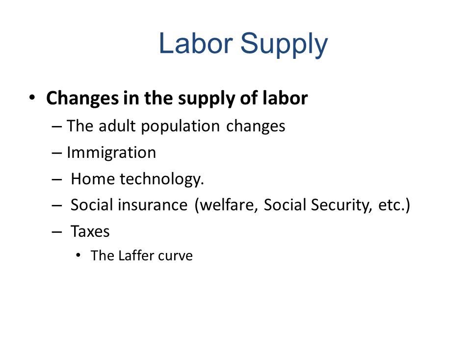 Changes in the supply of labor – The adult population changes – Immigration – Home technology.