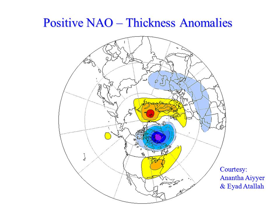 Positive NAO – Thickness Anomalies Courtesy: Anantha Aiyyer & Eyad Atallah