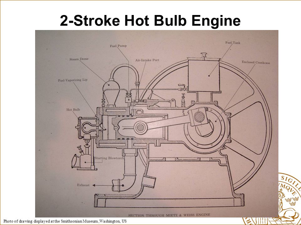 2-Stroke Hot Bulb Engine Photo of drawing displayed at the Smithsonian Museum,Washington, US