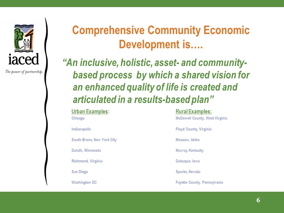 Comprehensive Community Economic Development is….