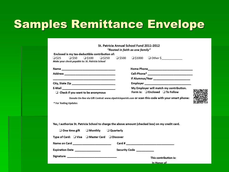 Samples Remittance Envelope
