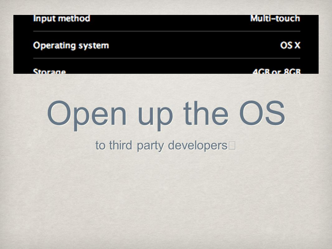 Open up the OS to third party developers