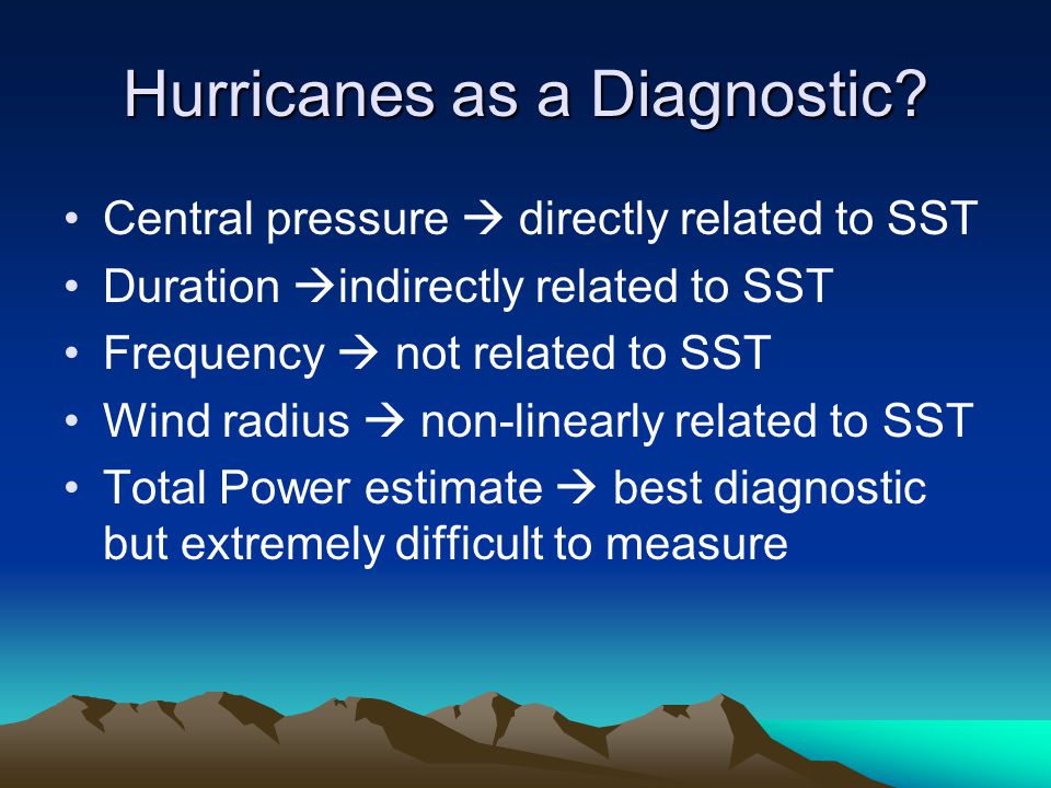 Hurricanes as a Diagnostic.