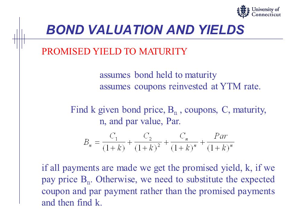 Promised yield to maturity Promised yield to maturity