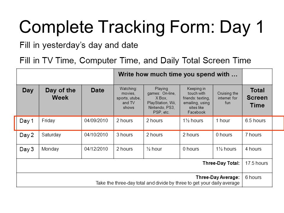 pre lesson tracking screen time screen time tracking form
