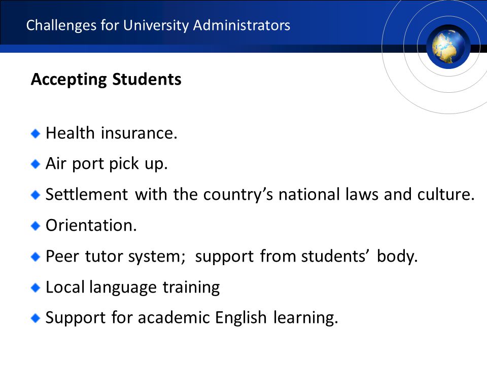 Accepting Students Health insurance. Air port pick up.