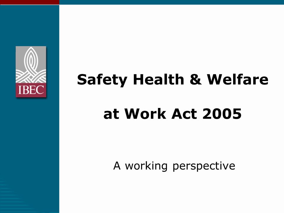 Safety Health & Welfare at Work Act 2005 A working perspective