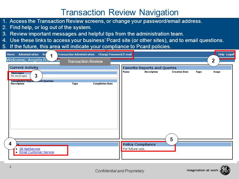 5 Confidential and Proprietary Transaction Review Navigation 1.