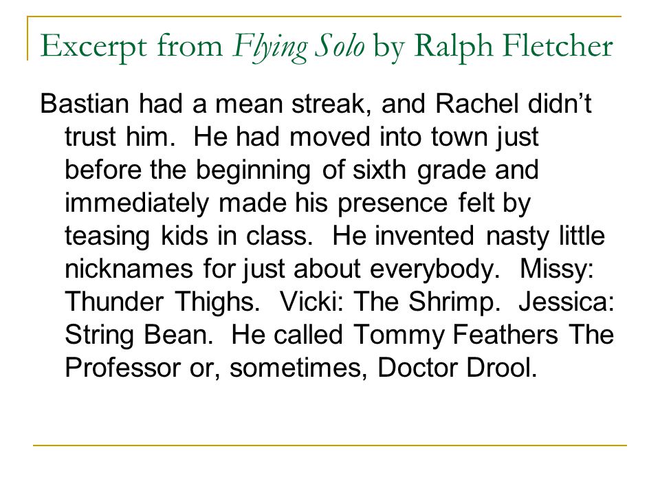 Flying Solo Ralph Fletcher Flying Solo Ralph Fletcher