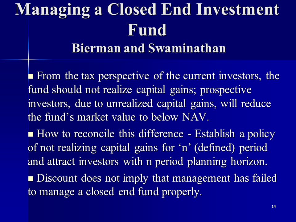 closed end investment funds definition