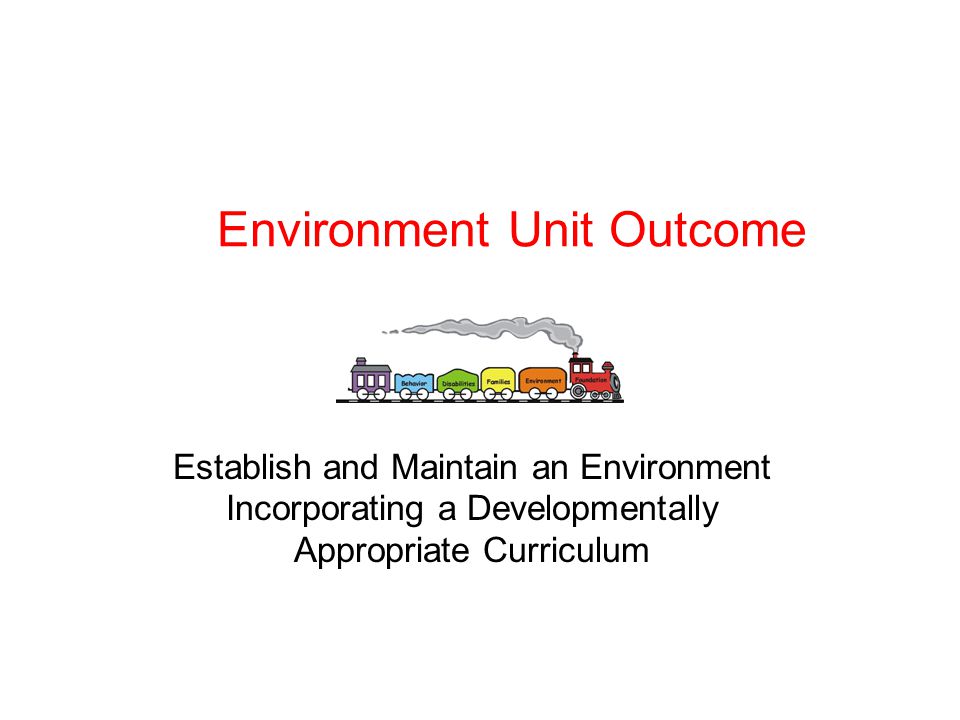 Environment Unit Outcome Establish and Maintain an Environment Incorporating a Developmentally Appropriate Curriculum