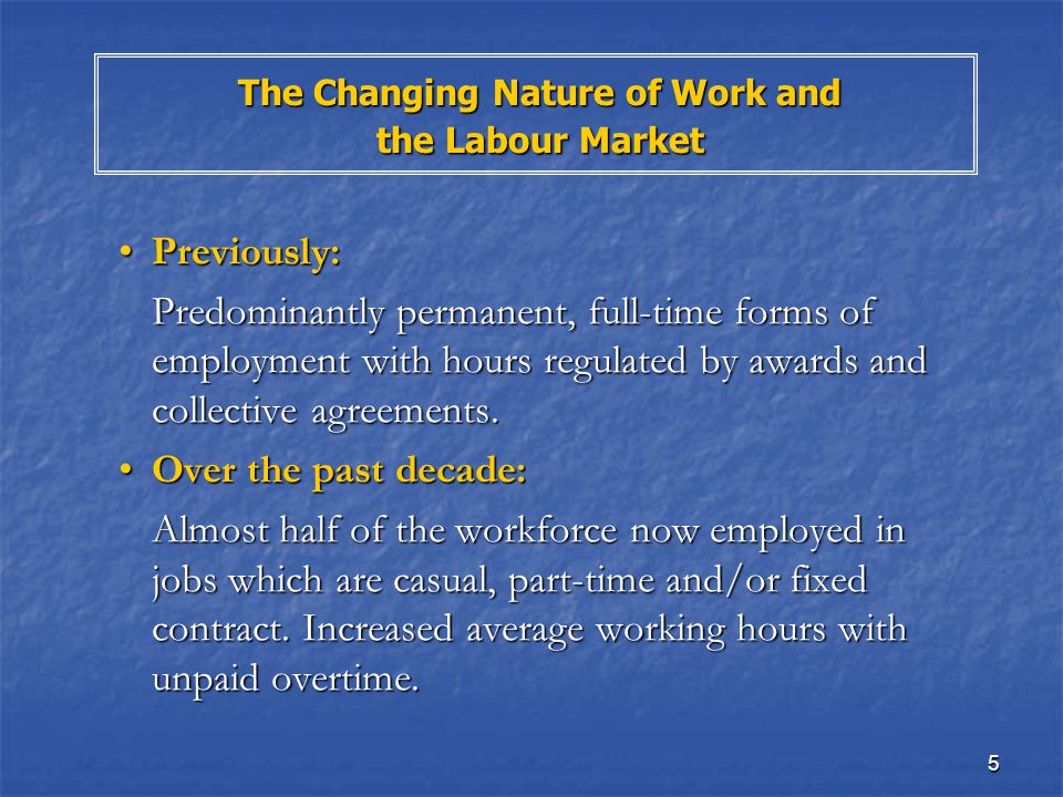 THE CHANGING NATURE AND EMPLOYMENT RELATIONS IN AUSTRALIA Russell Lansbury of Work & Organisational Studies Faculty of Economics & Business. ppt download