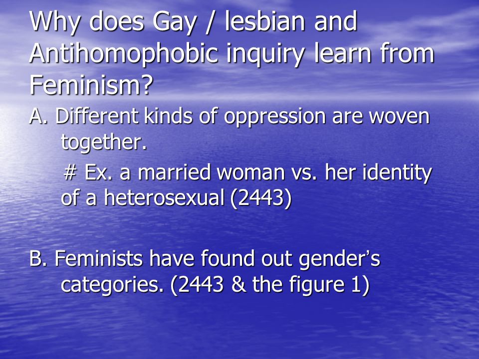 Why does Gay / lesbian and Antihomophobic inquiry learn from Feminism.
