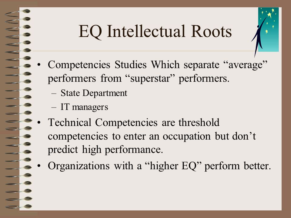 EQ Intellectual Roots Competencies Studies Which separate average performers from superstar performers.