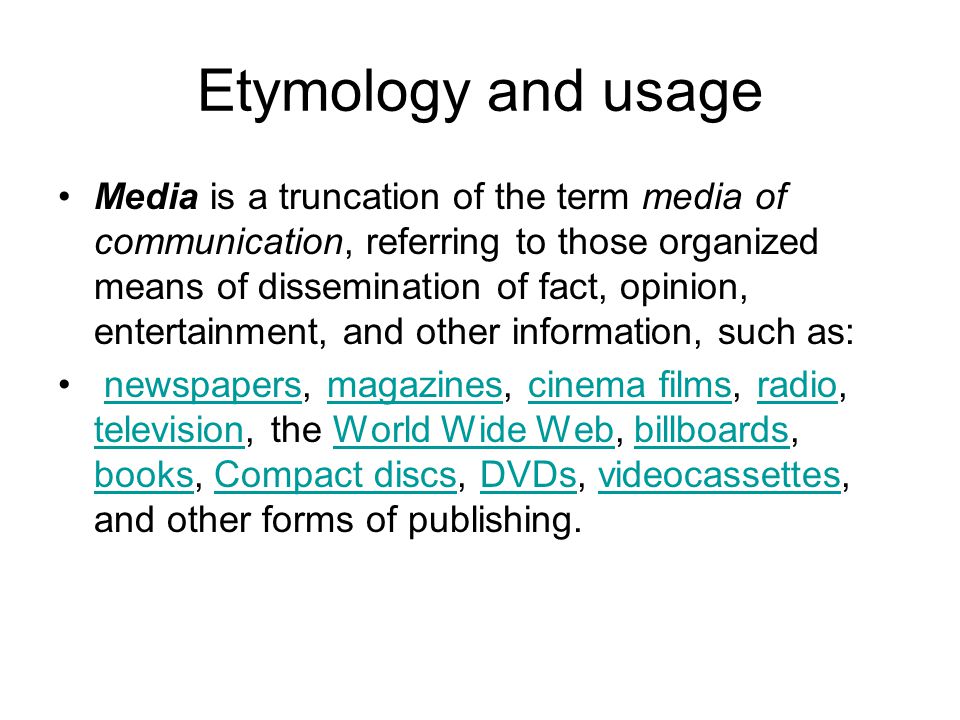 Media og kommunikation Media informations and definitions from  Wikipedia.org. - ppt download