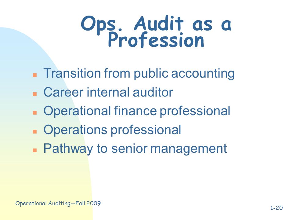 Operational Auditing--Fall Ops.