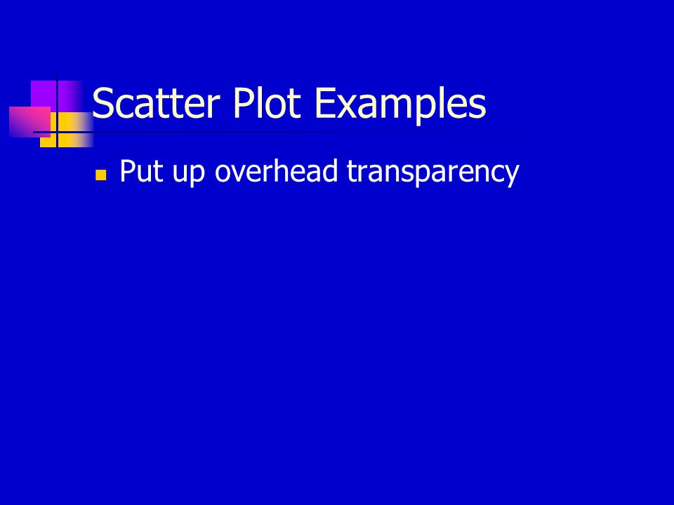 Scatter Plot Examples Put up overhead transparency