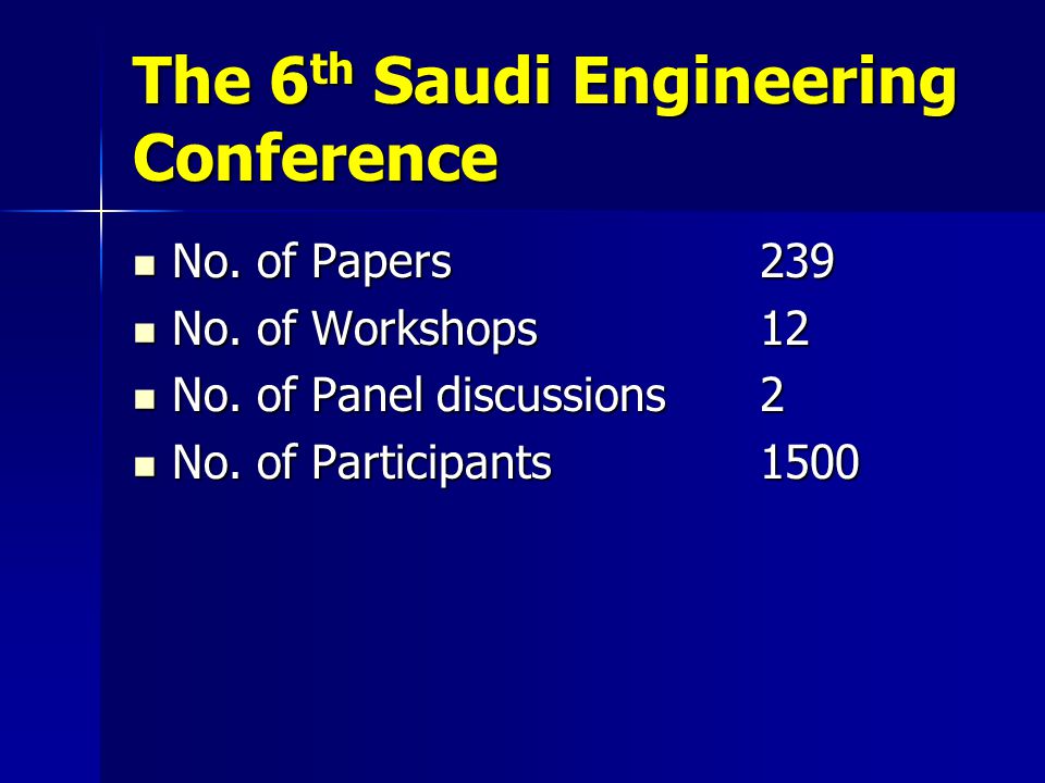 The 6 th Saudi Engineering Conference December 14-19, 2002 December 14-19, 2002 Under the Patronage of HRH Prince Sultan Bin Abdul-Aziz Under the Patronage of HRH Prince Sultan Bin Abdul-Aziz Conference Theme: Engineering and Engineering Education : Facing the Current Challenges Conference Theme: Engineering and Engineering Education : Facing the Current Challenges