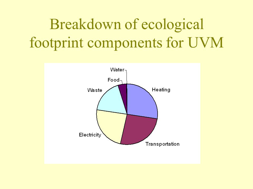 Breakdown of ecological footprint components for UVM