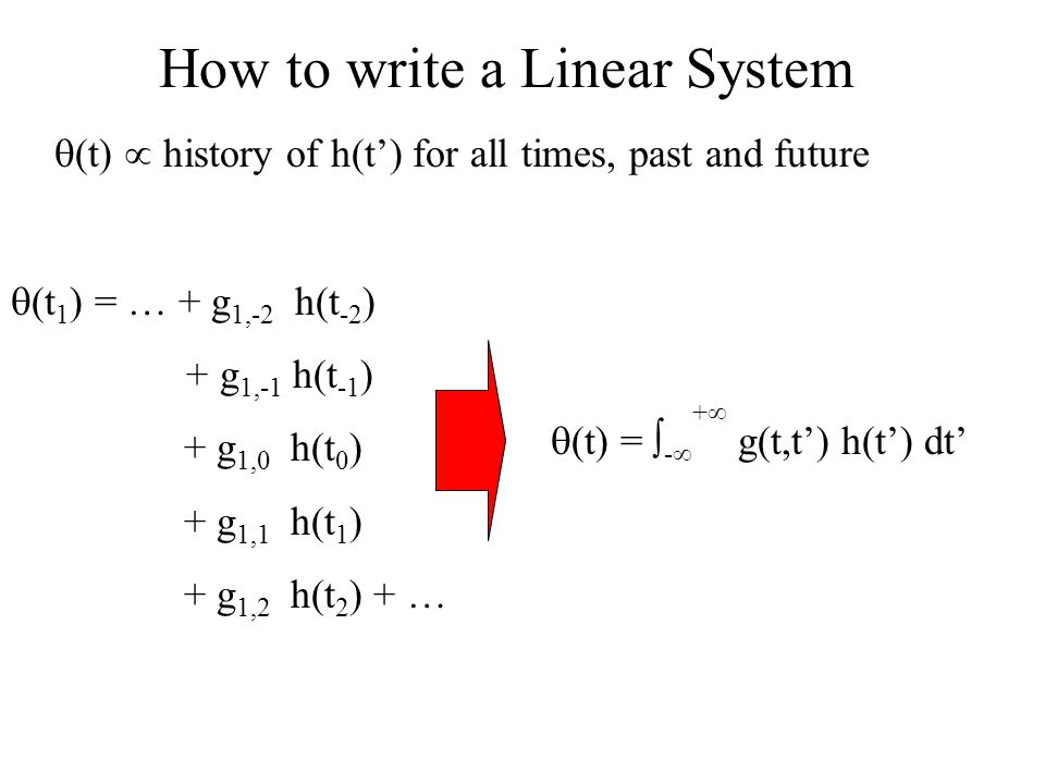 Lecture 11 Linear Systems Past History Matters The Purpose Of This Lecture Is To Give You Tools That Provide A Way Of Relating What Happened In The Past Ppt Download