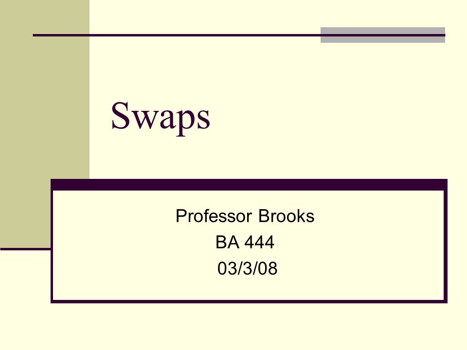 Swaps Professor Brooks BA /3/08