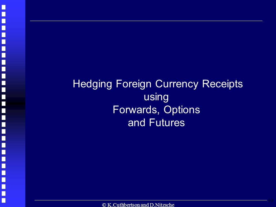 © K.Cuthbertson and D.Nitzsche 10 Hedging Foreign Currency Receipts using Forwards, Options and Futures