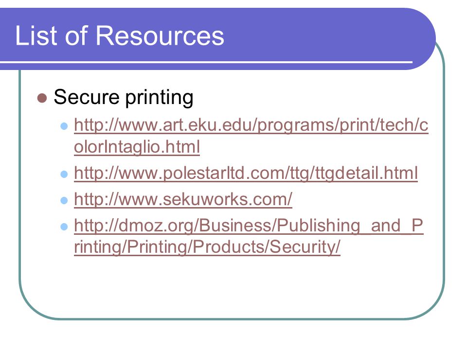 List of Resources Secure printing   olorIntaglio.html   olorIntaglio.html rinting/Printing/Products/Security/   rinting/Printing/Products/Security/