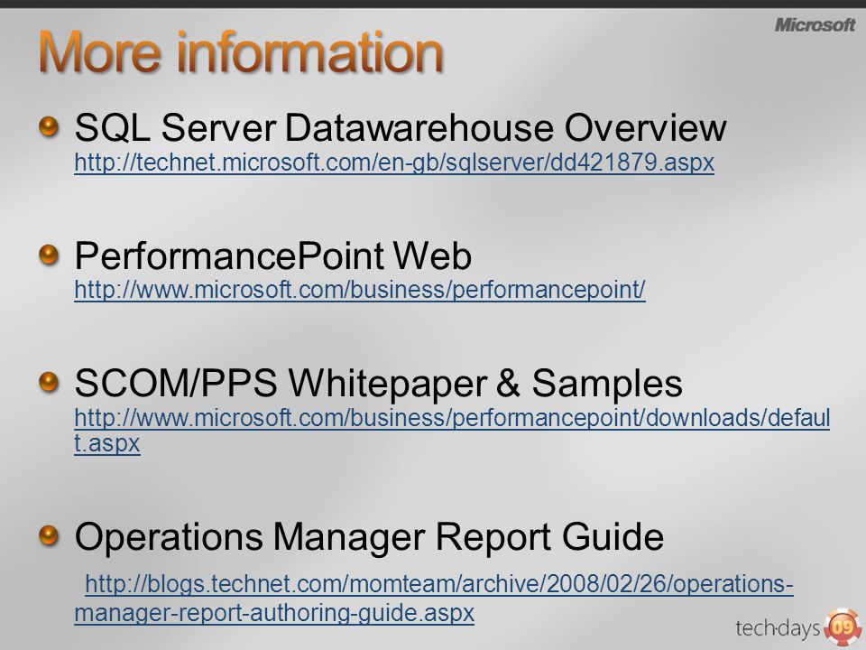 SQL Server Datawarehouse Overview     PerformancePoint Web     SCOM/PPS Whitepaper & Samples   t.aspx   t.aspx Operations Manager Report Guide   manager-report-authoring-guide.aspx   manager-report-authoring-guide.aspx