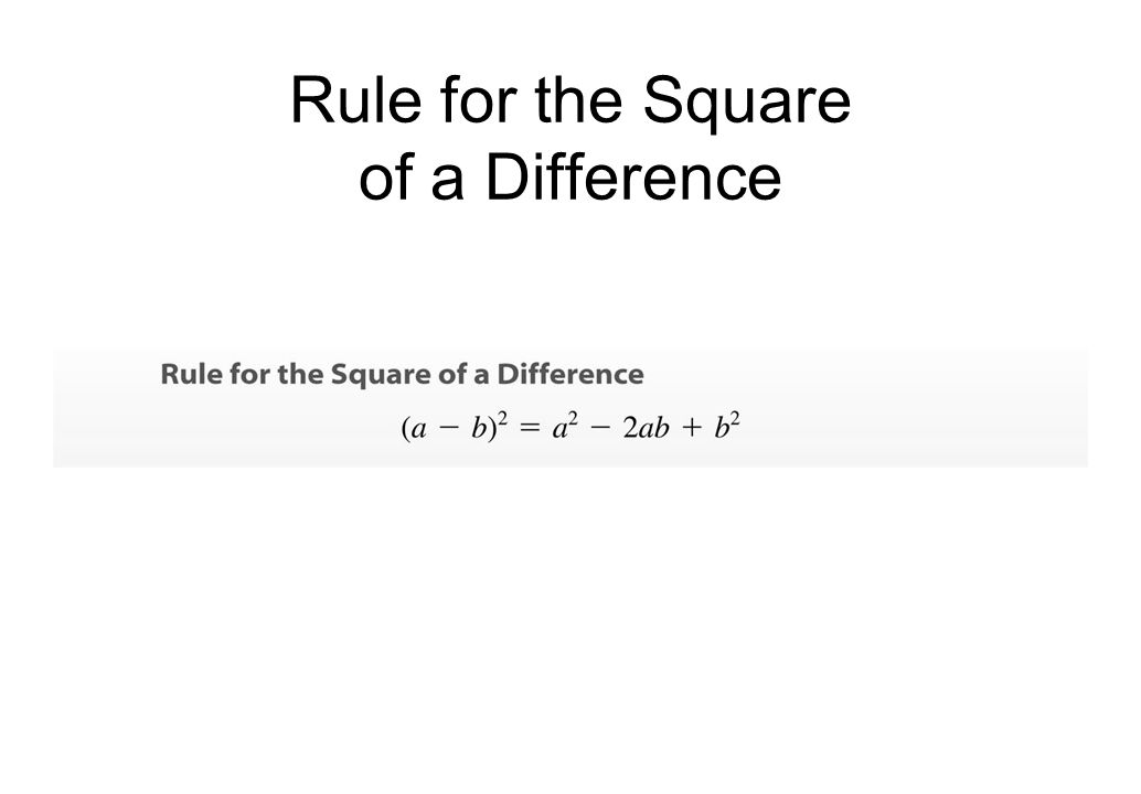 Rule for the Square of a Difference