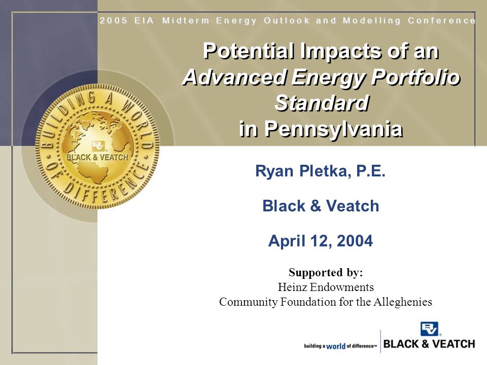 Potential Impacts of an Advanced Energy Portfolio Standard in Pennsylvania Ryan Pletka, P.E.