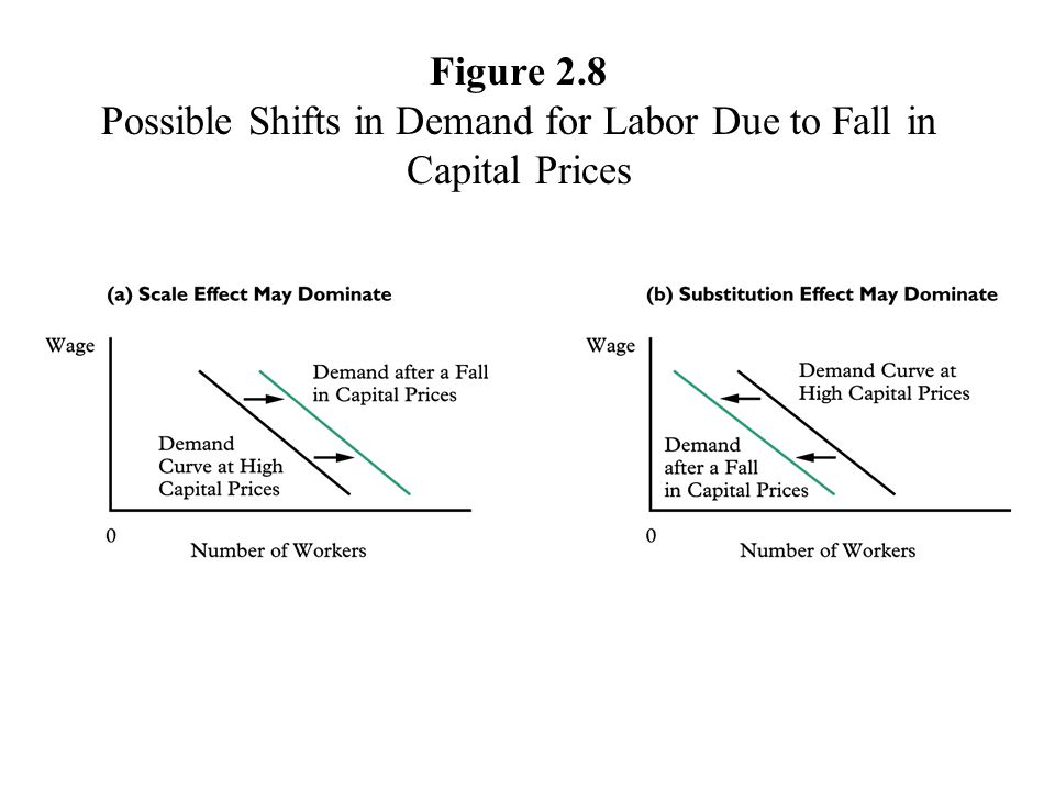 Figure 2.8 Possible Shifts in Demand for Labor Due to Fall in Capital Prices