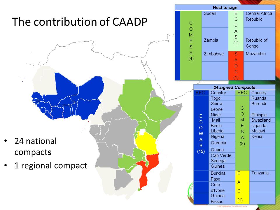 11 The contribution of CAADP 24 national compacts 1 regional compact