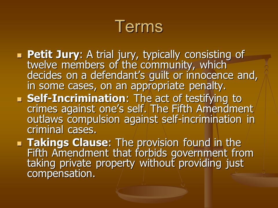 Terms Petit Jury: A trial jury, typically consisting of twelve members of the community, which decides on a defendant’s guilt or innocence and, in some cases, on an appropriate penalty.