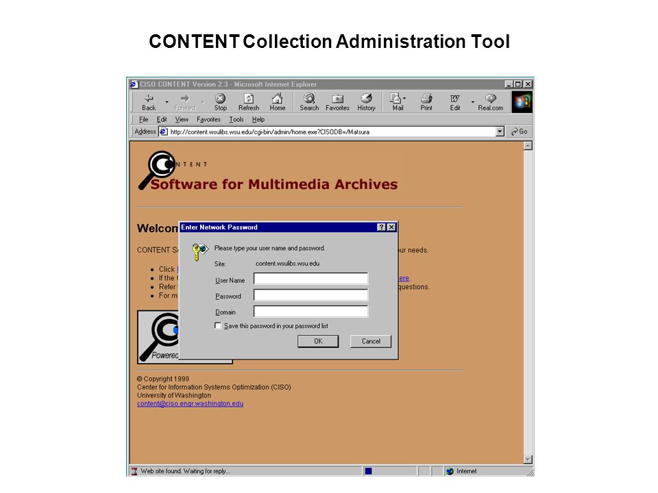 CONTENT Collection Administration Tool