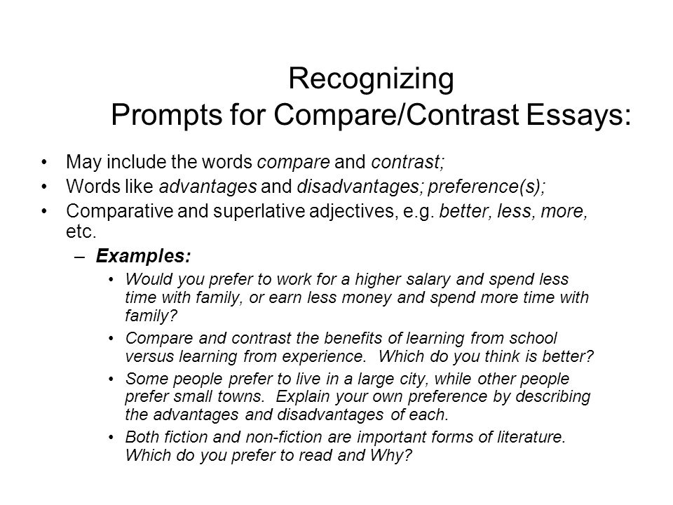 comparison essay writing prompts