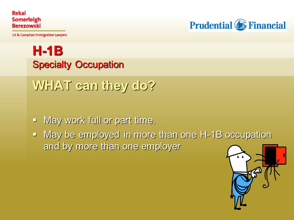 H-1B Specialty Occupation WHAT can they do.  May work full or part time.