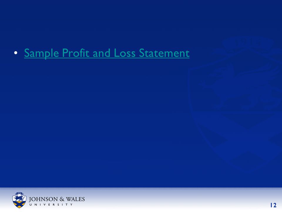 12 Sample Profit and Loss Statement