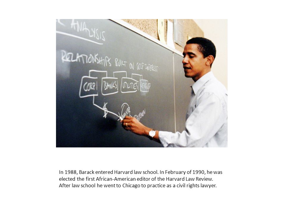 In 1988, Barack entered Harvard law school.