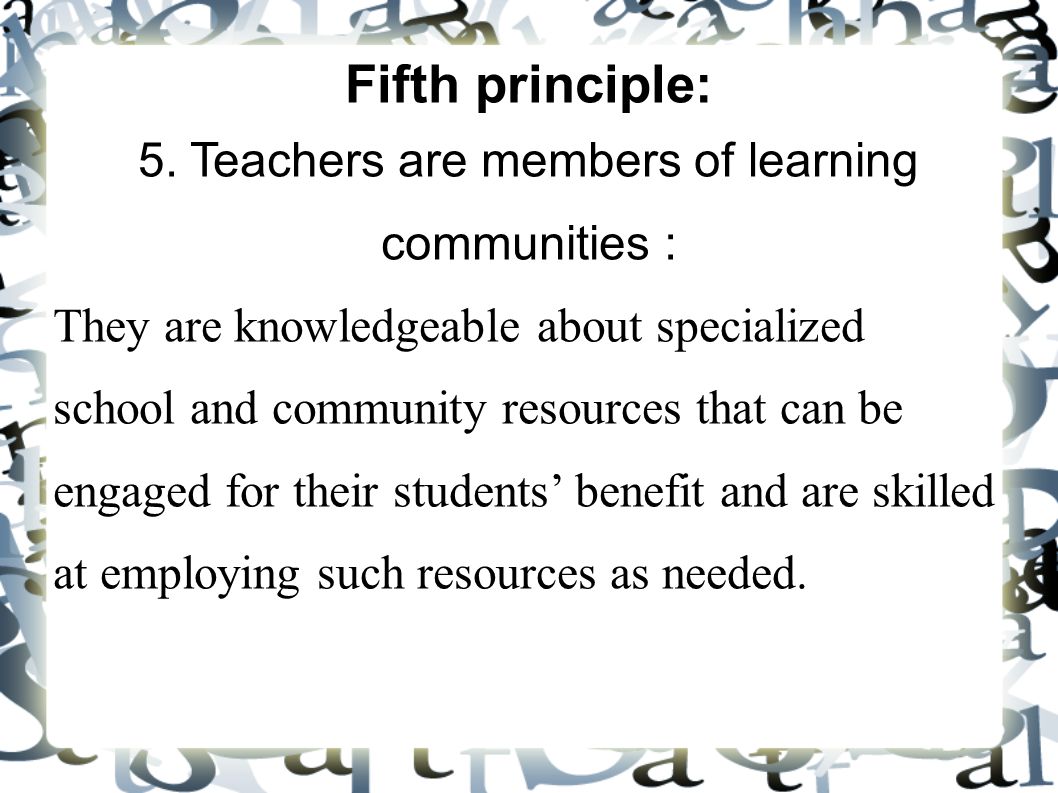 Fifth principle: 5.