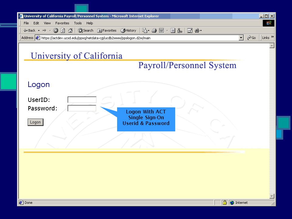 Payroll Personnel System Web Pan University Of California San