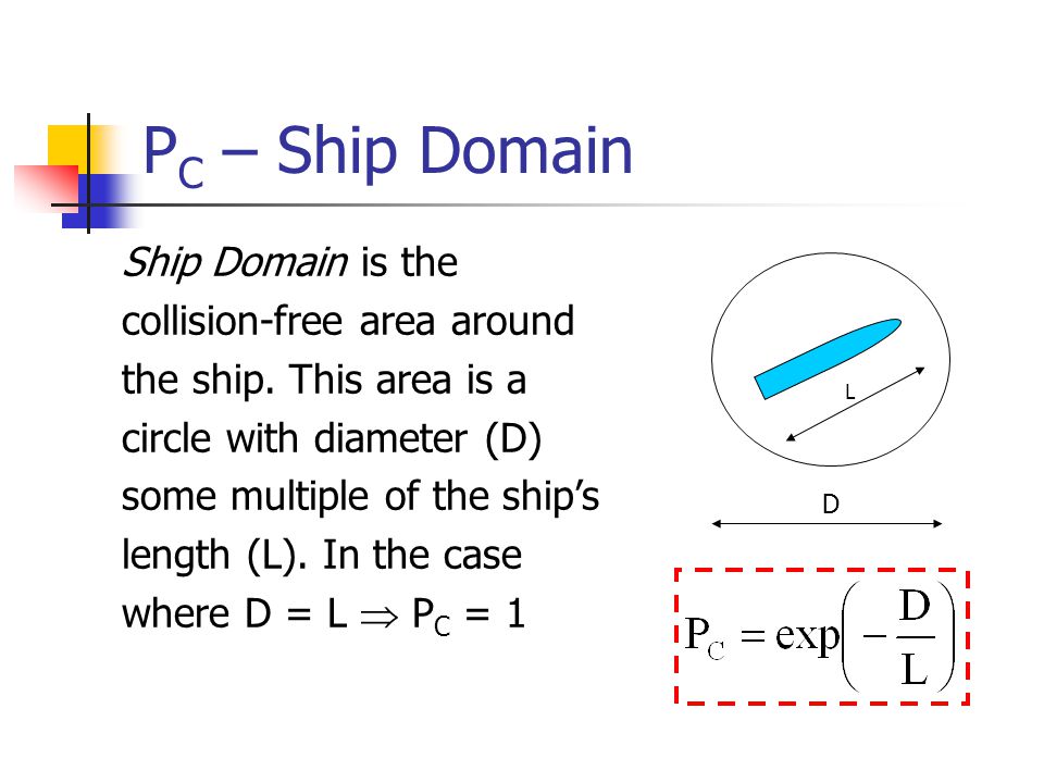 P C – Ship Domain Ship Domain is the collision-free area around the ship.