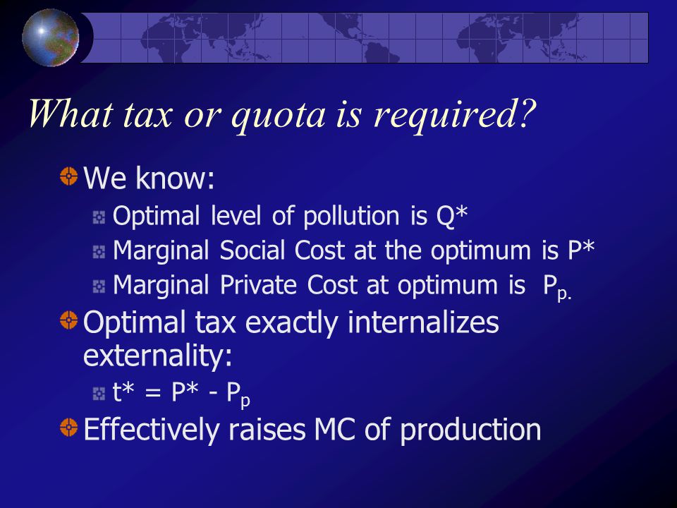 What tax or quota is required.