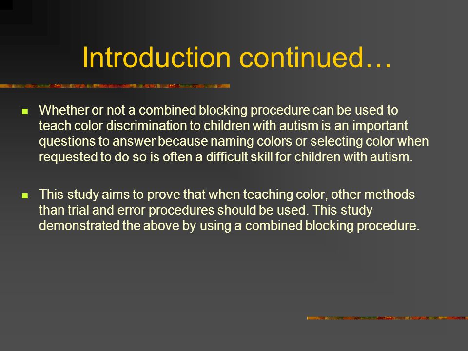 Using A Combined Blocking Procedure To Teach Color Discrimination