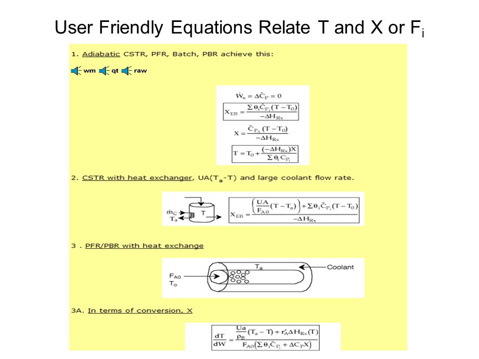 User Friendly Equations Relate T and X or F i