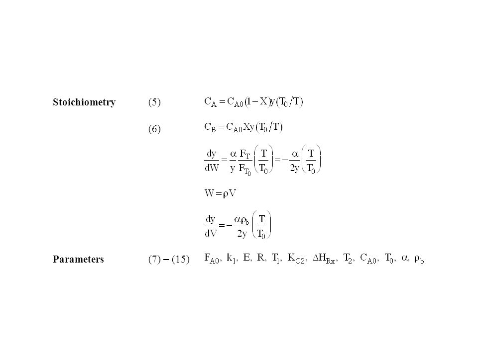 Stoichiometry(5) (6) Parameters(7) – (15)
